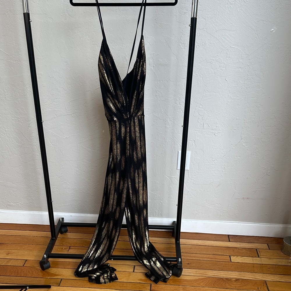 Michael Costello Black and Gold Knit Top